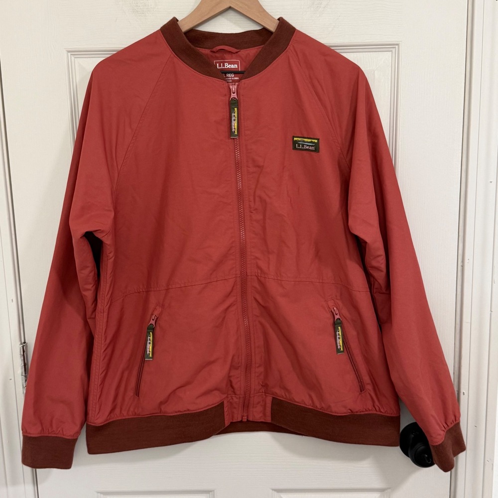 LL Bean Bomber Jacket Womens XL Red Fleece Lined Full Zip Gorpcore Outdoor